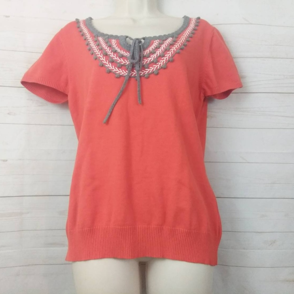 Brina & Em Orange & Gray Knit Top NWT LG